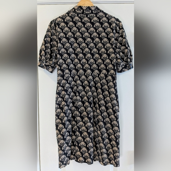 Boden Button Jersey Mini Tea Dress Beige/ Black Pockets Size 8R - Picture 6 of 13